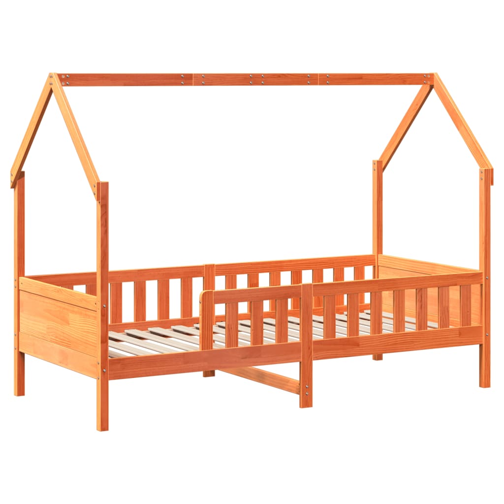 Kids' House Bed Frame without Mattress Wax Brown 80x200 cm Pine