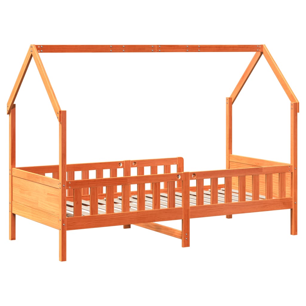 Kids' House Bed Frame without Mattress Wax Brown 80x200 cm Pine