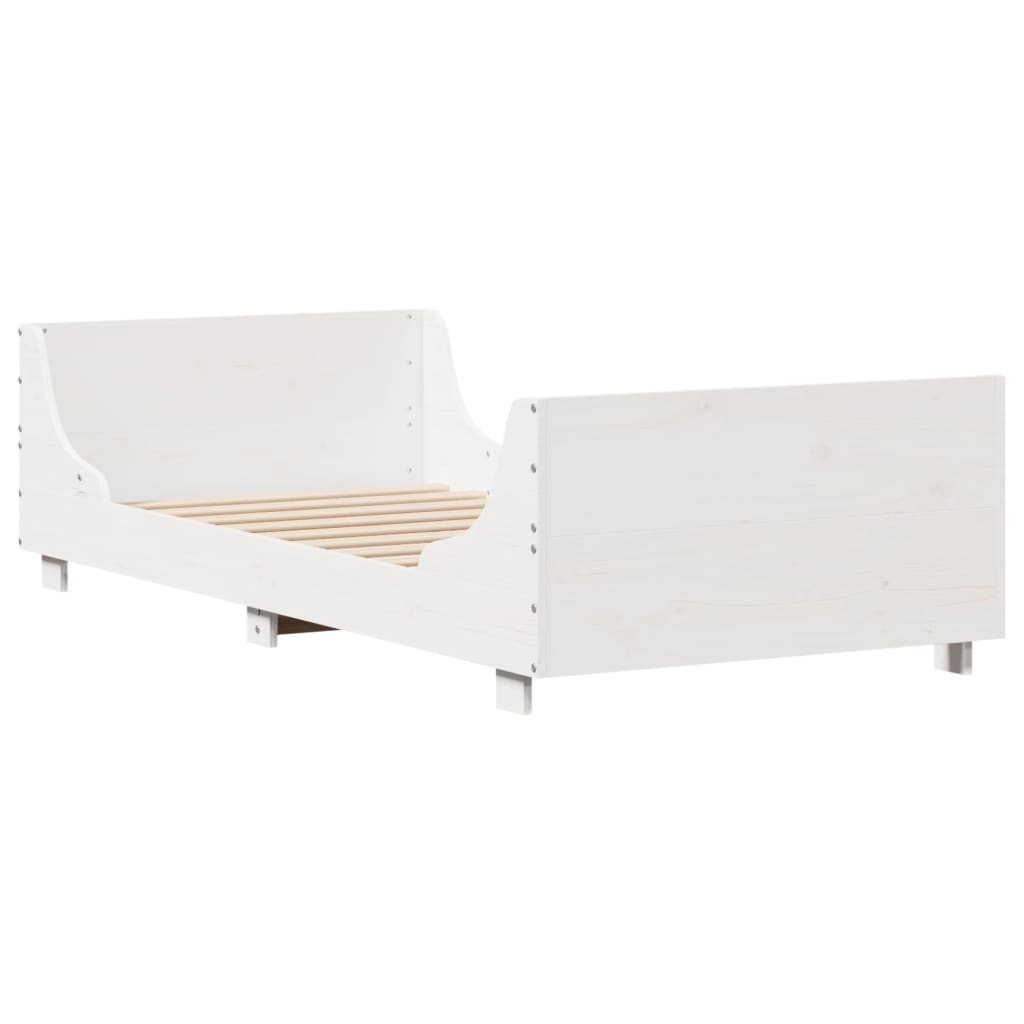 Bed Frame without Mattress White 100x200 cm Solid Wood Pine