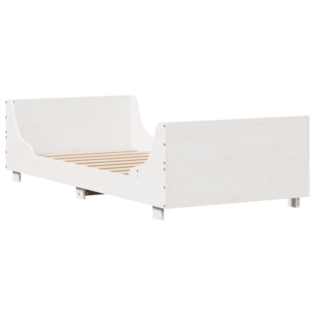 Bed Frame without Mattress White 100x200 cm Solid Wood Pine