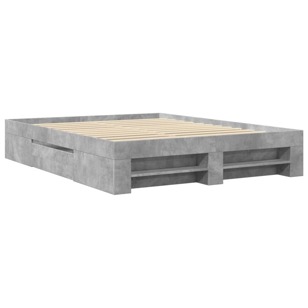 Bed Frame without Mattress Concrete Grey 160x200cm Engineered Wood