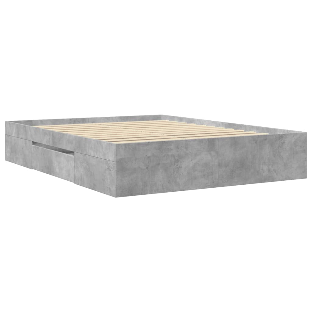 Bed Frame without Mattress Concrete Grey 160x200cm Engineered Wood