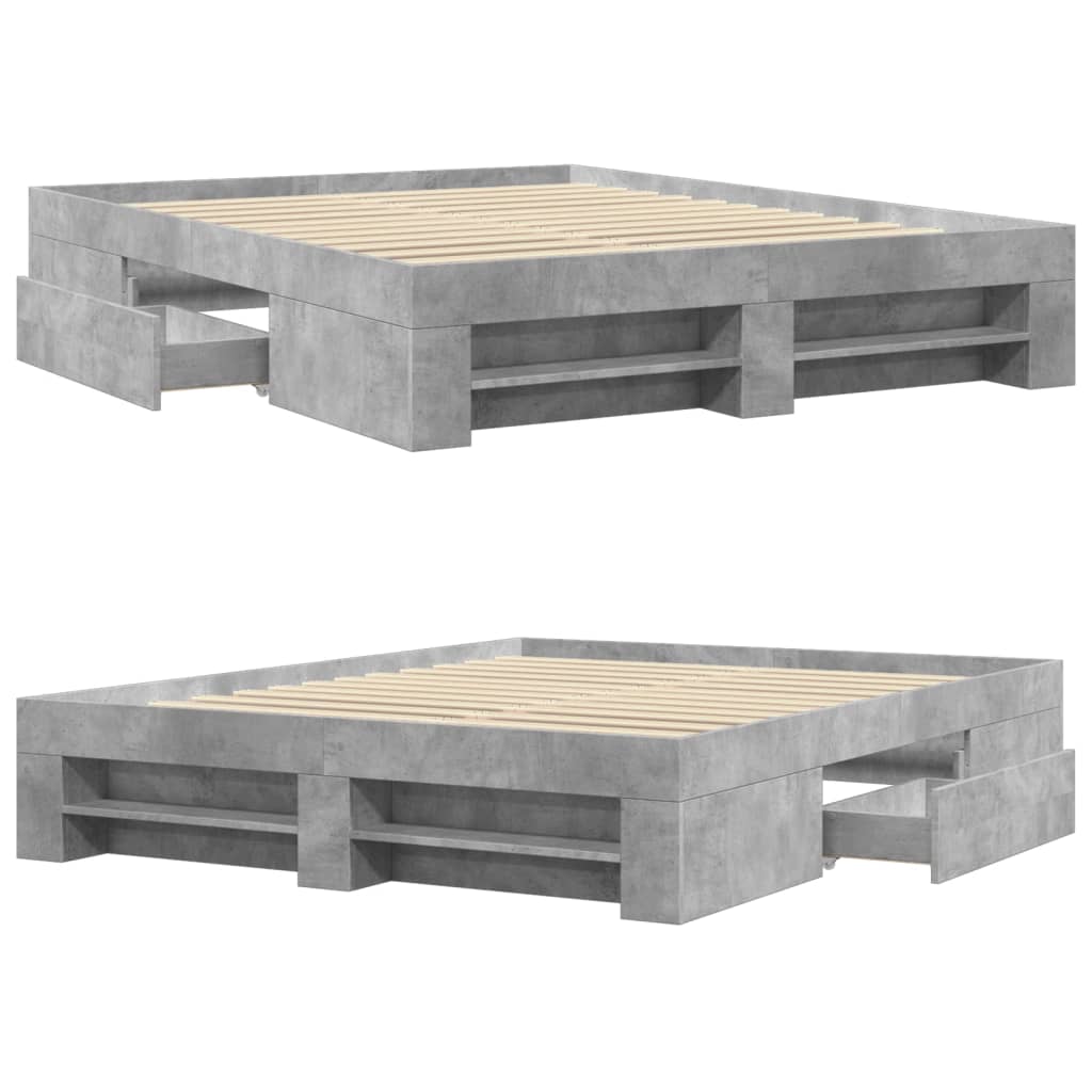 Bed Frame without Mattress Concrete Grey 160x200cm Engineered Wood