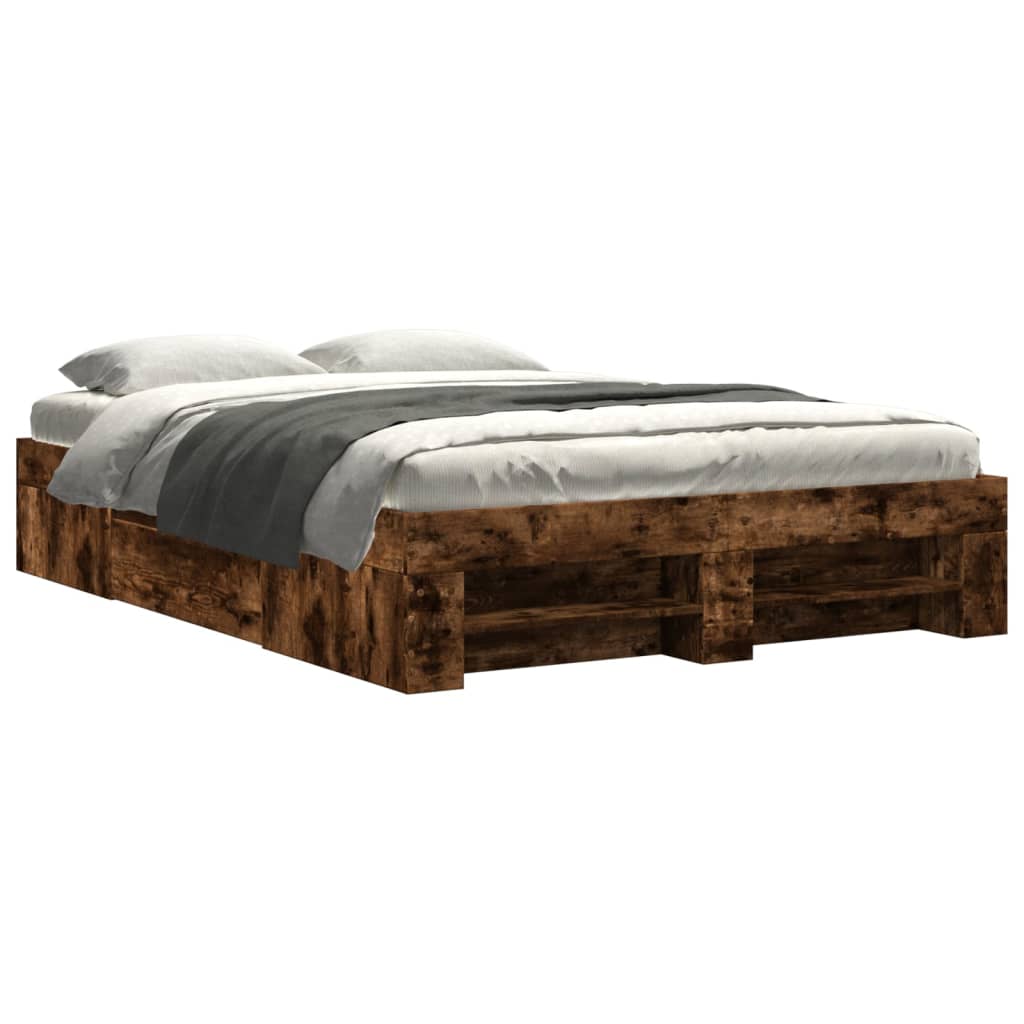 Bed Frame without Mattress Smoked Oak 120x200 cm Engineered Wood