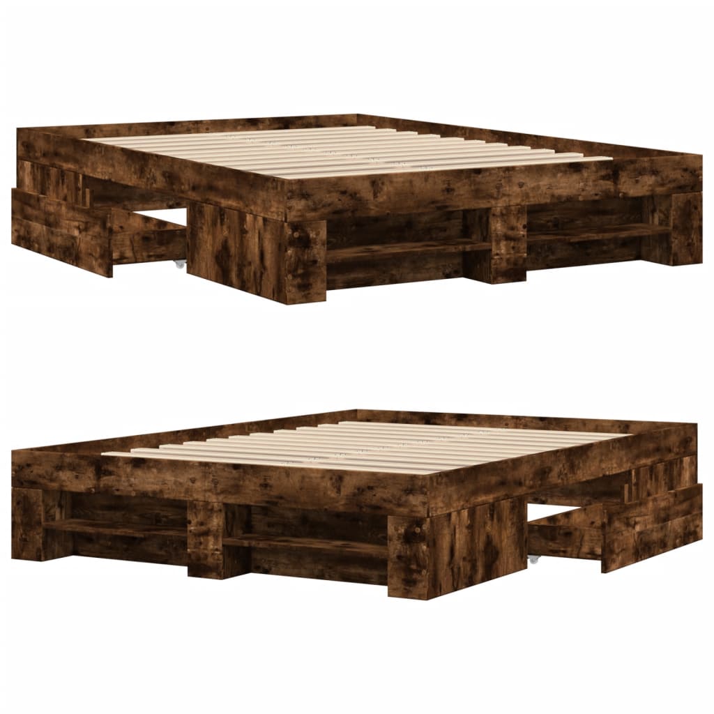 Bed Frame without Mattress Smoked Oak 120x200 cm Engineered Wood