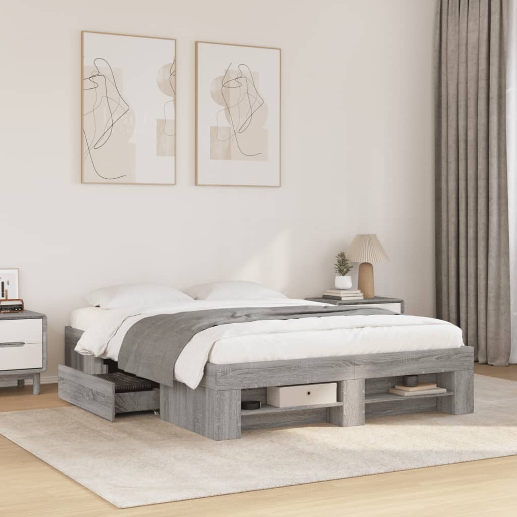 Bed Frame without Mattress Grey Sonoma 120x200 cm Engineered Wood