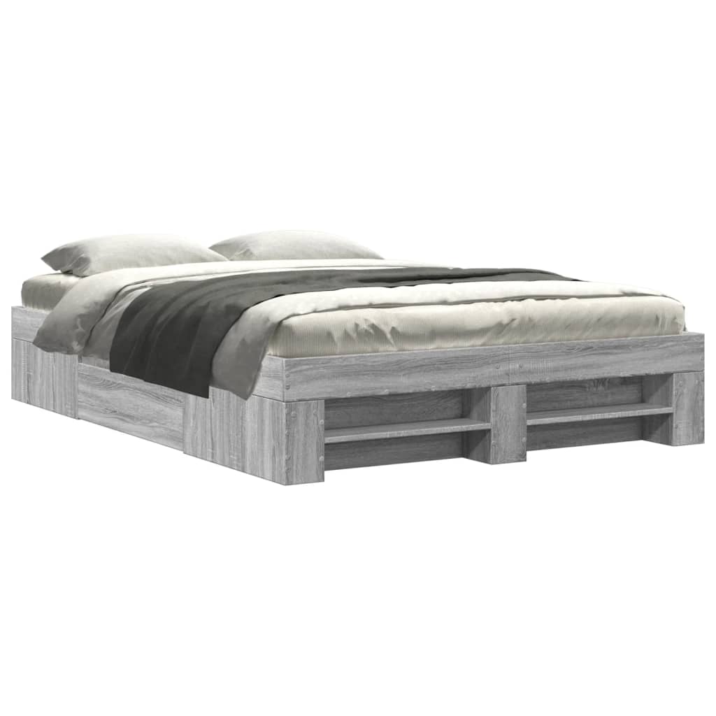 Bed Frame without Mattress Grey Sonoma 120x200 cm Engineered Wood