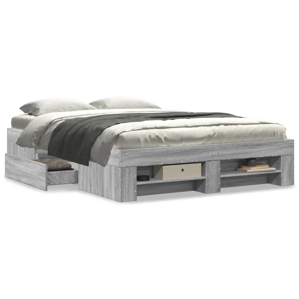Bed Frame without Mattress Grey Sonoma 120x200 cm Engineered Wood