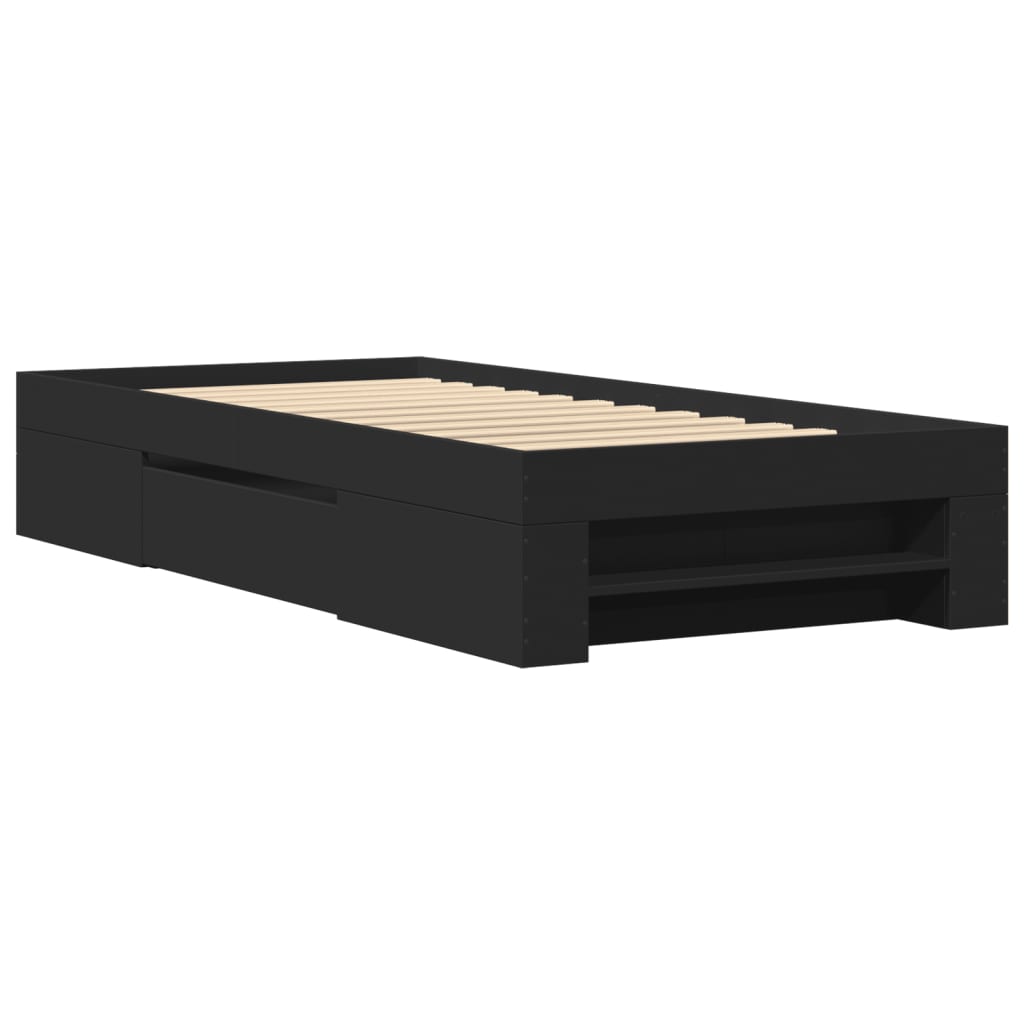 Bed Frame without Mattress Black 100x200 cm Engineered Wood