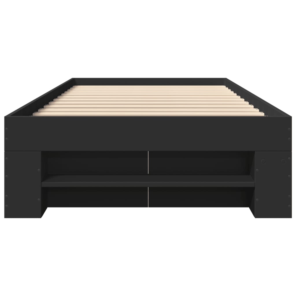 Bed Frame without Mattress Black 100x200 cm Engineered Wood