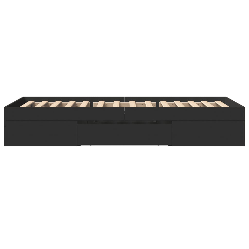 Bed Frame without Mattress Black 100x200 cm Engineered Wood