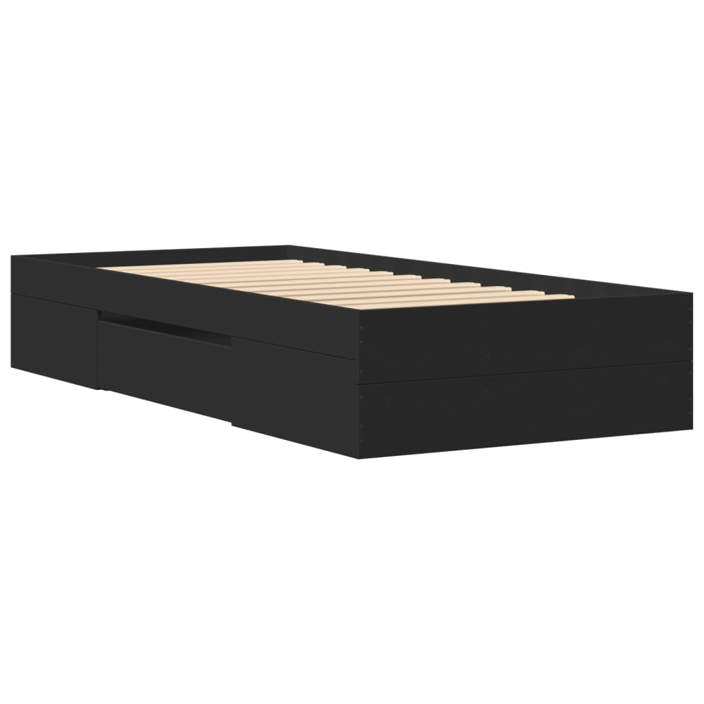 Bed Frame without Mattress Black 100x200 cm Engineered Wood