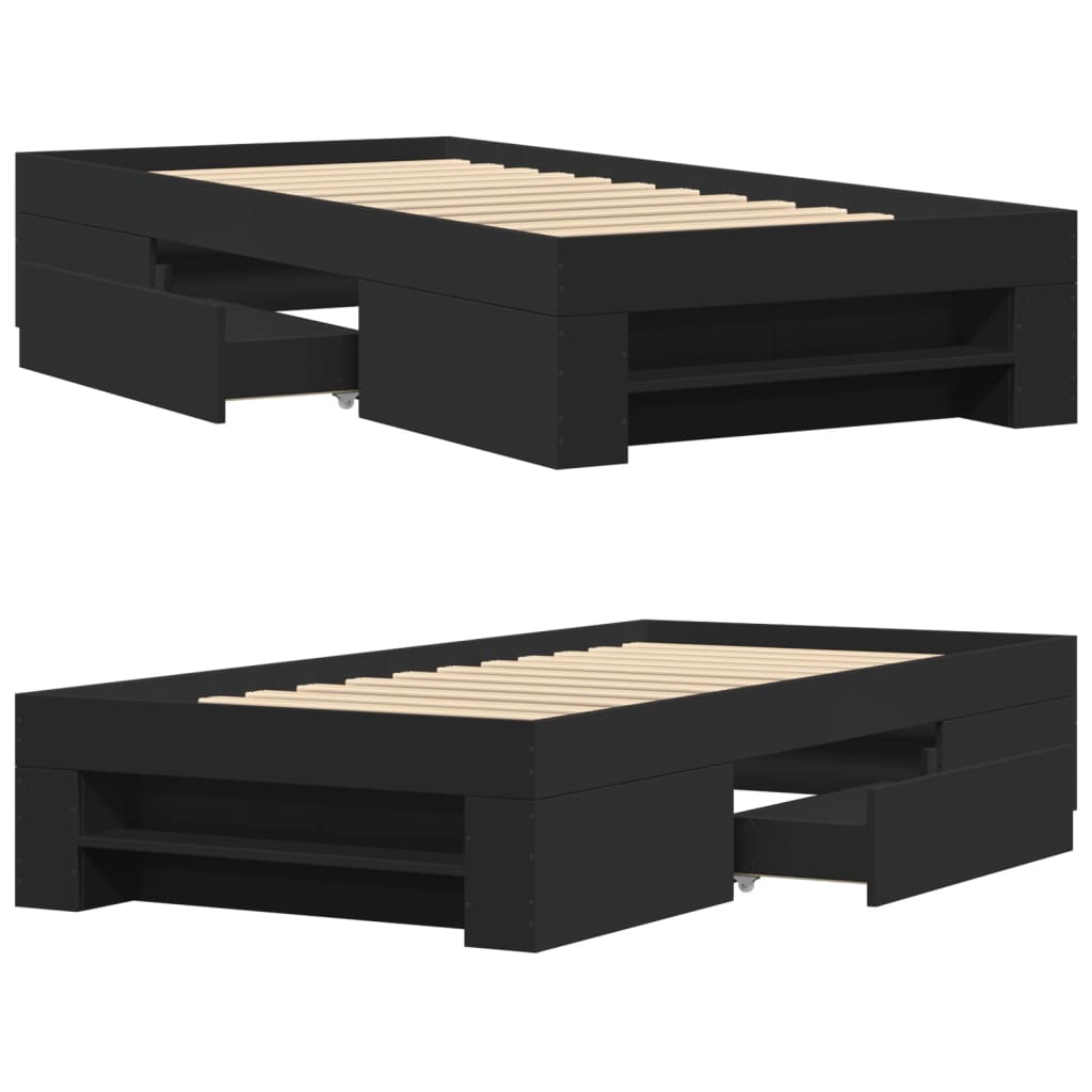 Bed Frame without Mattress Black 100x200 cm Engineered Wood