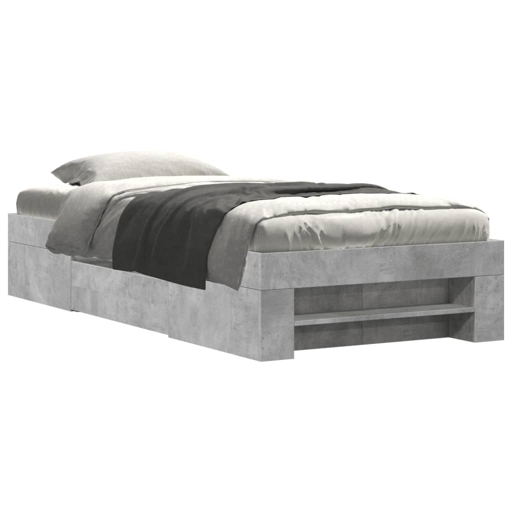 Bed Frame without Mattress Concrete Grey 90x200cm Engineered Wood