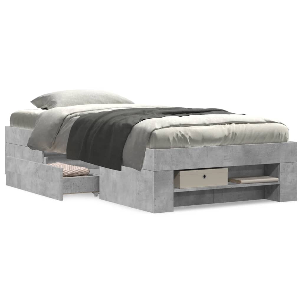 Bed Frame without Mattress Concrete Grey 90x200cm Engineered Wood