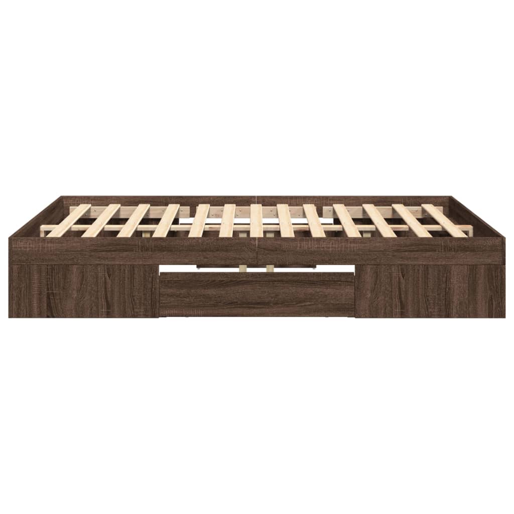 Bed Frame without Mattress Brown Oak 140x190 cm Engineered Wood