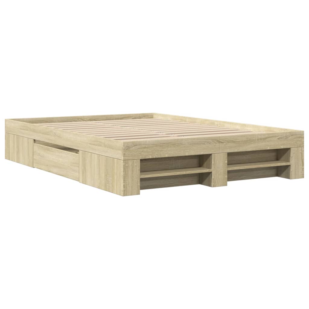 Bed Frame without Mattress Sonoma Oak 135x190 cm Double Engineered Wood