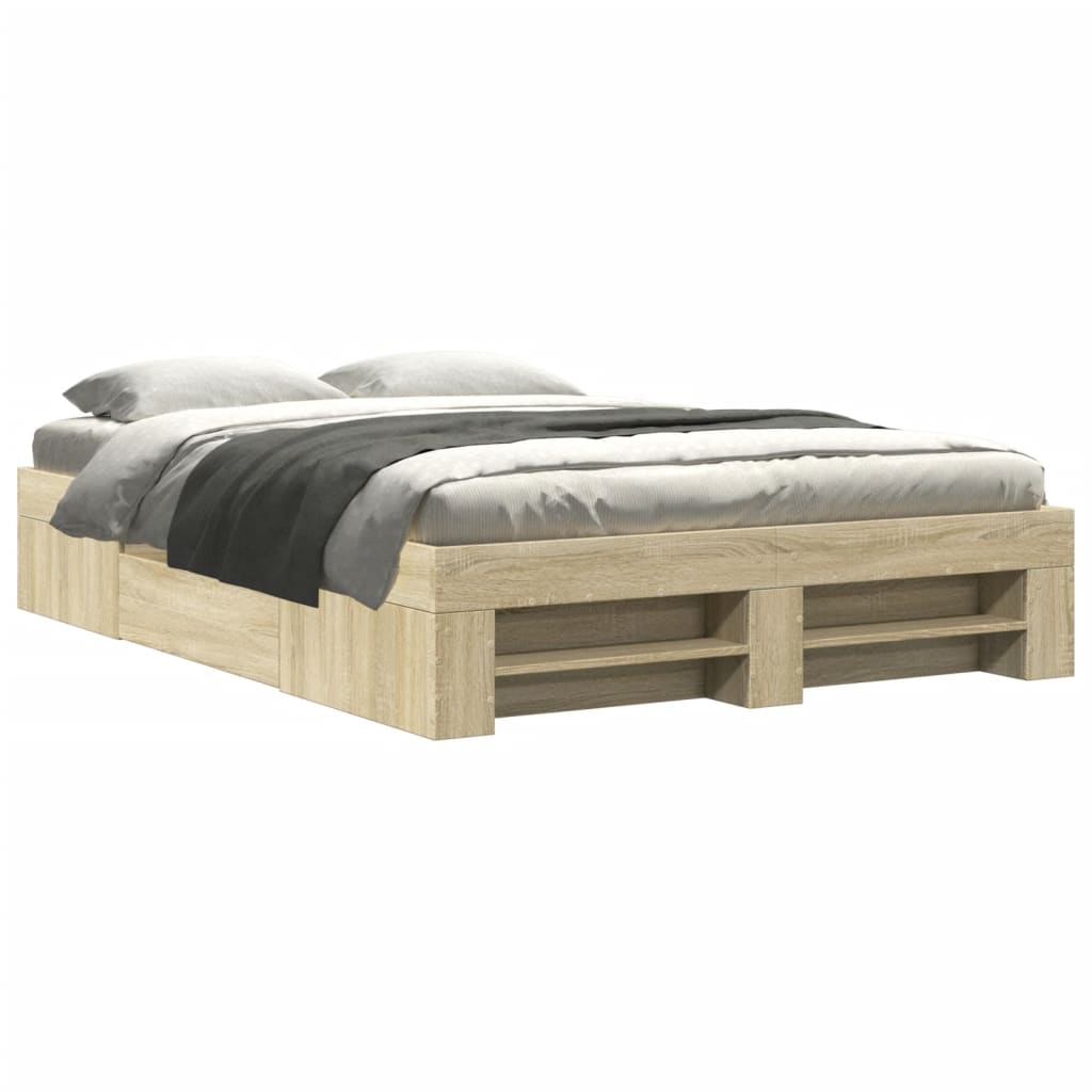 Bed Frame without Mattress Sonoma Oak 135x190 cm Double Engineered Wood