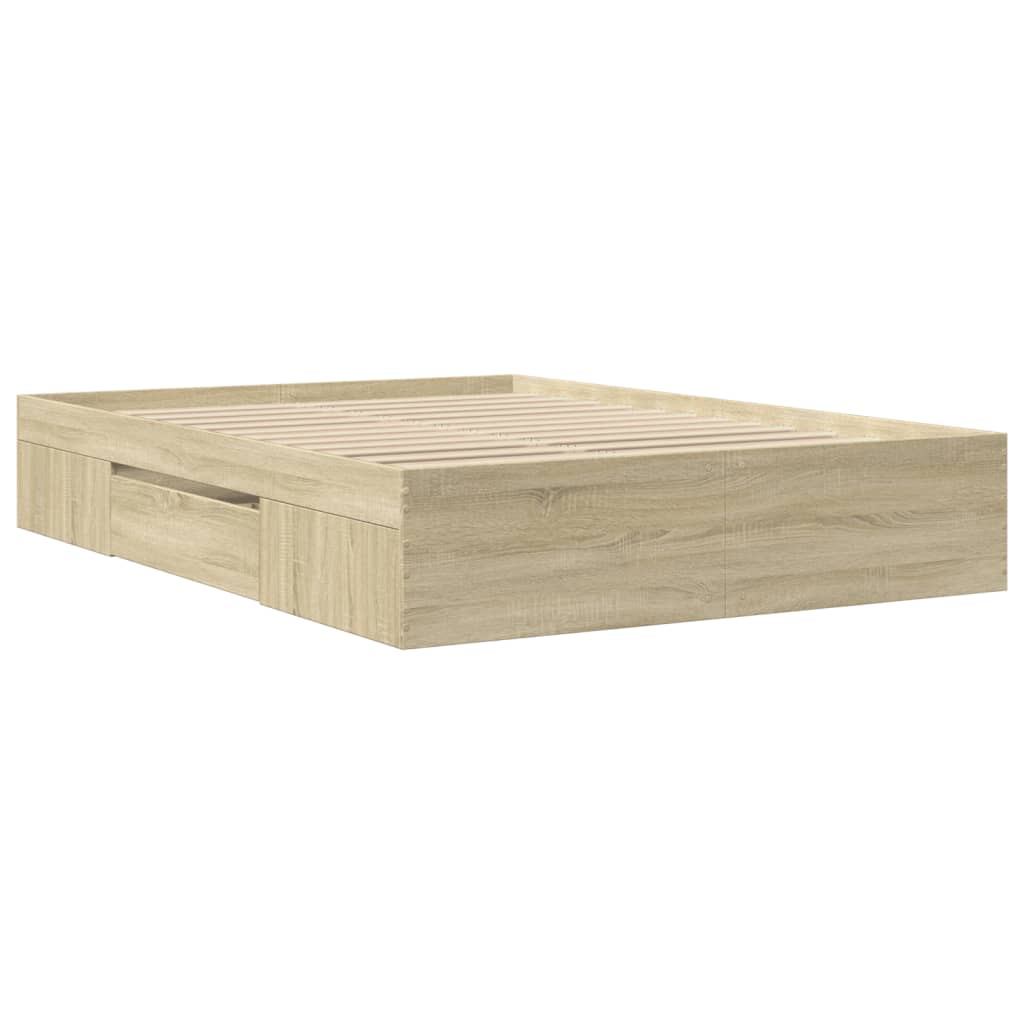 Bed Frame without Mattress Sonoma Oak 135x190 cm Double Engineered Wood