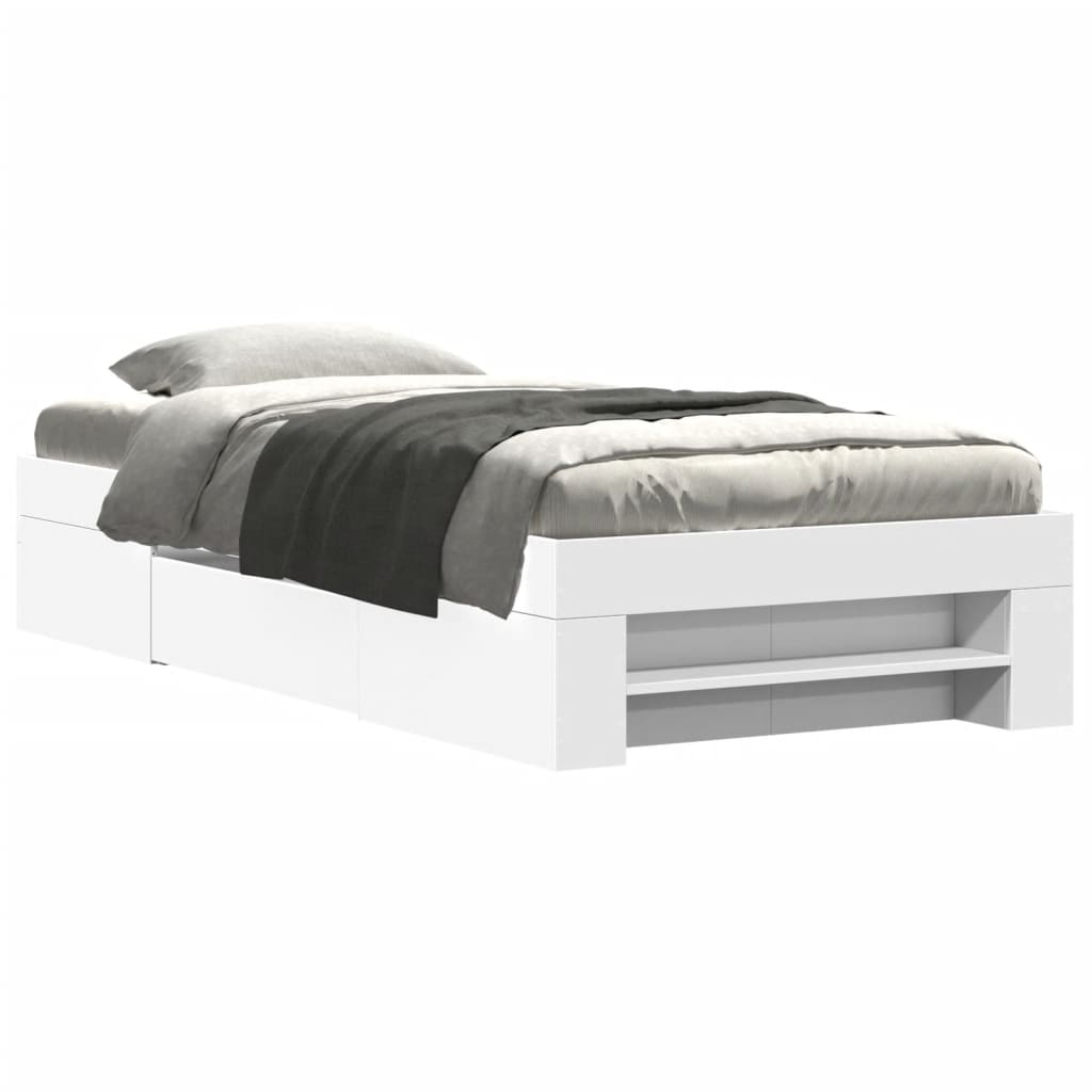 Bed Frame without Mattress White 90x190 cm Single Engineered Wood