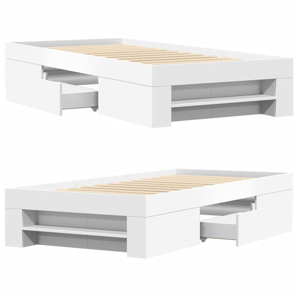 Bed Frame without Mattress White 90x190 cm Single Engineered Wood