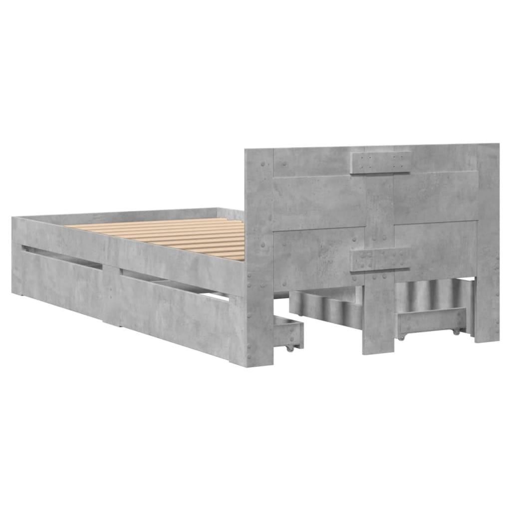 Bed Frame with Headboard without Mattress Concrete Grey 90x200 cm