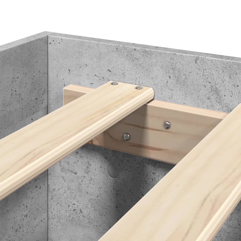 Bed Frame with Headboard without Mattress Concrete Grey 90x200 cm