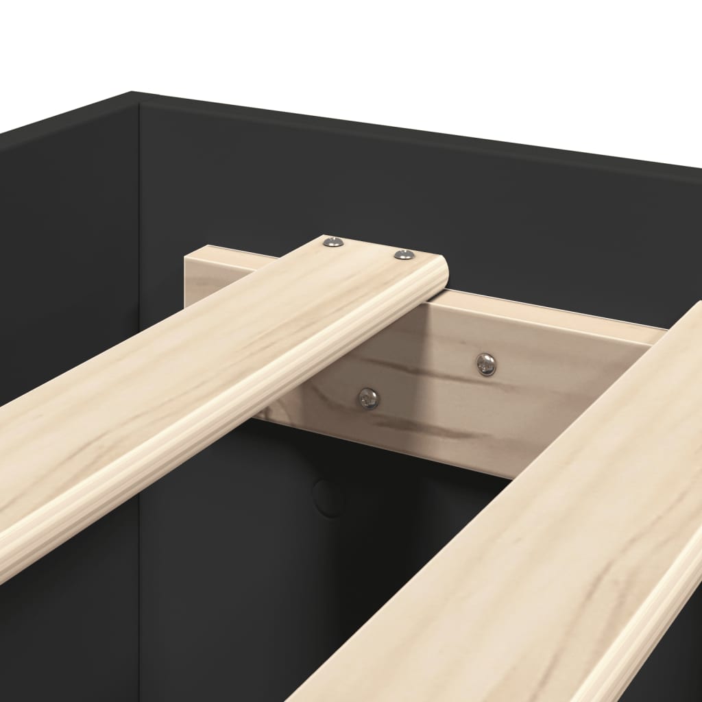 Bed Frame without Mattress Black 200x200 cm Engineered Wood