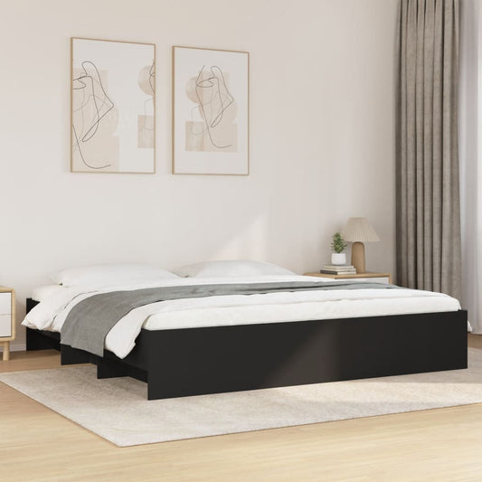 Bed Frame without Mattress Black 200x200 cm Engineered Wood
