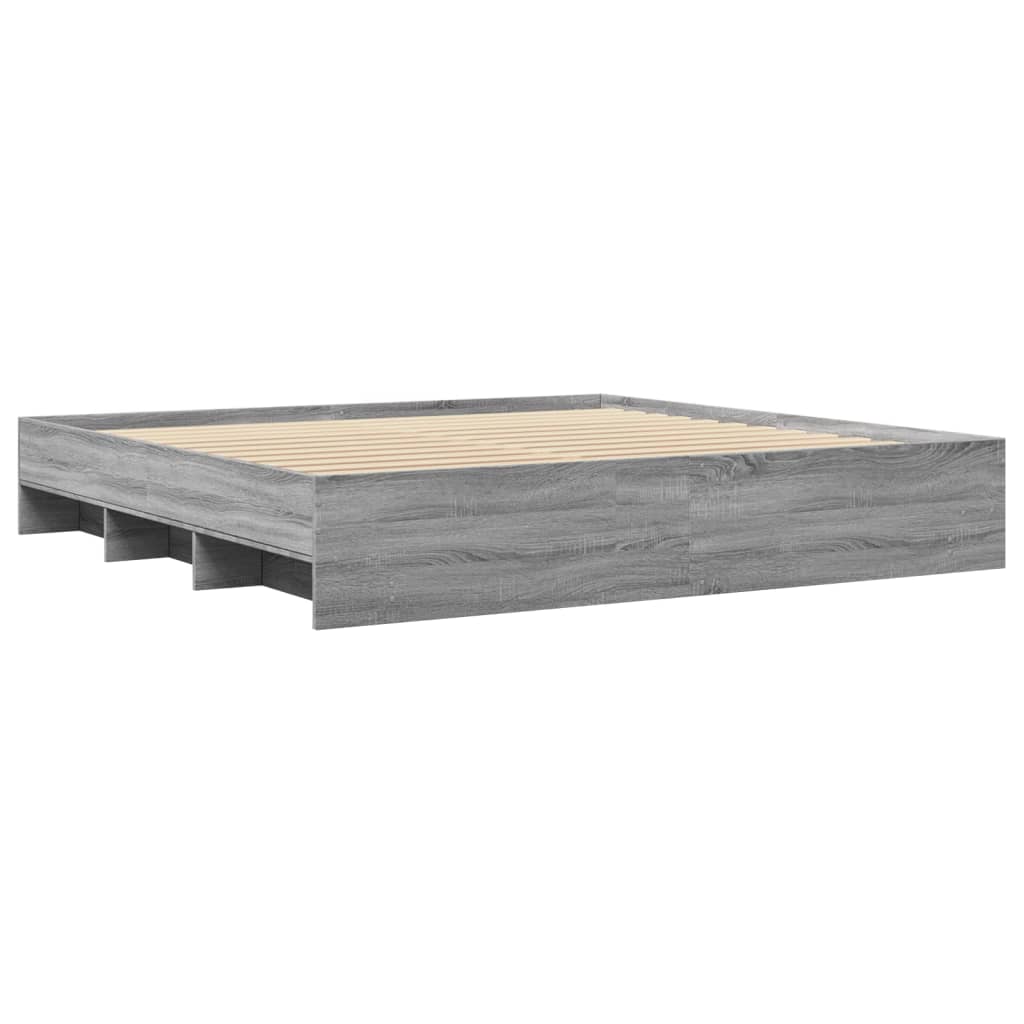Bed Frame without Mattress Grey Sonoma 200x200 cm Engineered Wood