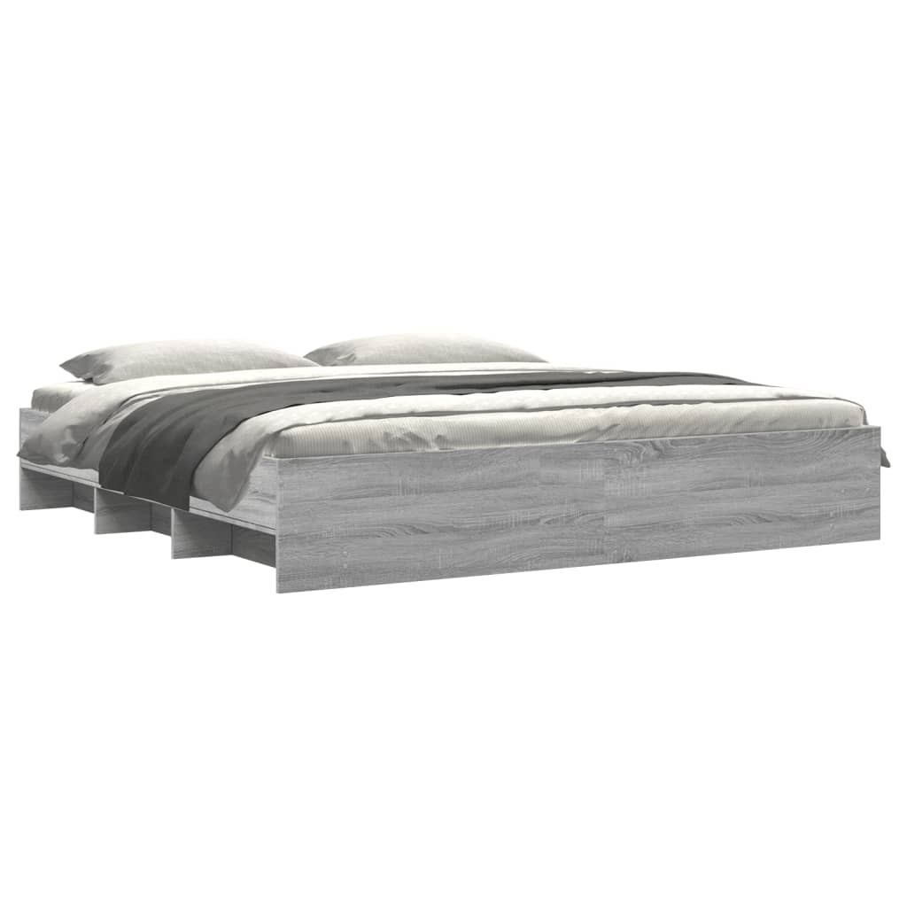 Bed Frame without Mattress Grey Sonoma 200x200 cm Engineered Wood