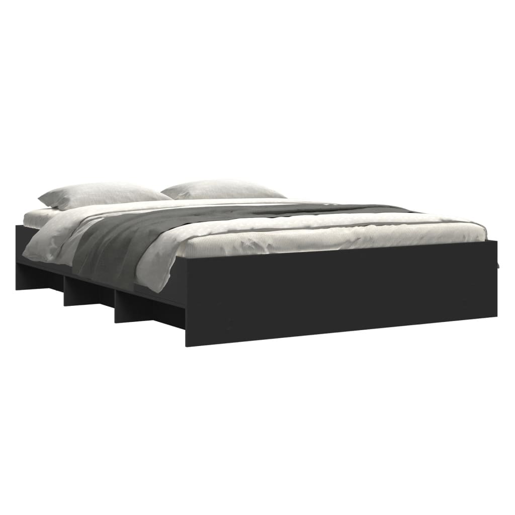 Bed Frame without Mattress Black 160x200 cm Engineered Wood
