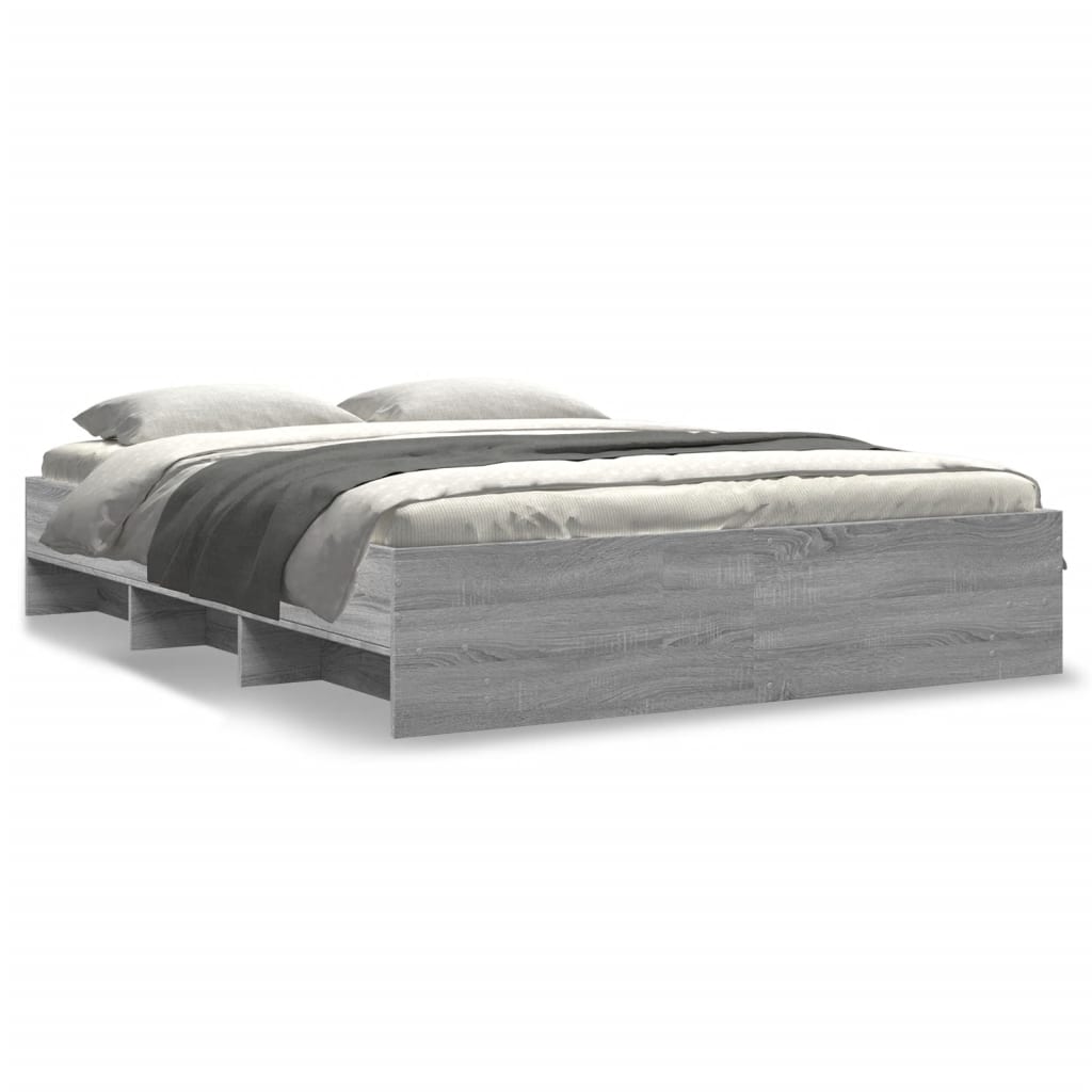 Bed Frame without Mattress Grey Sonoma 160x200 cm Engineered Wood