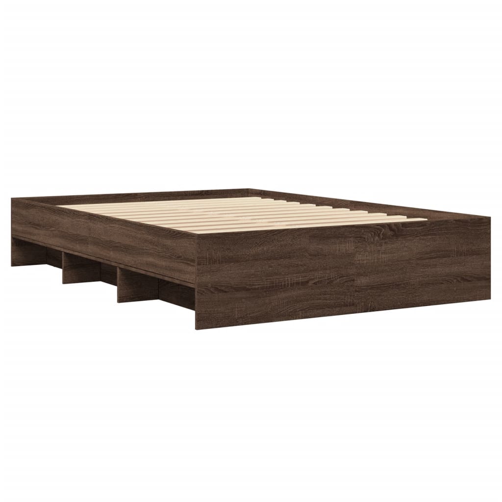 Bed Frame without Mattress Brown Oak 120x200 cm Engineered Wood