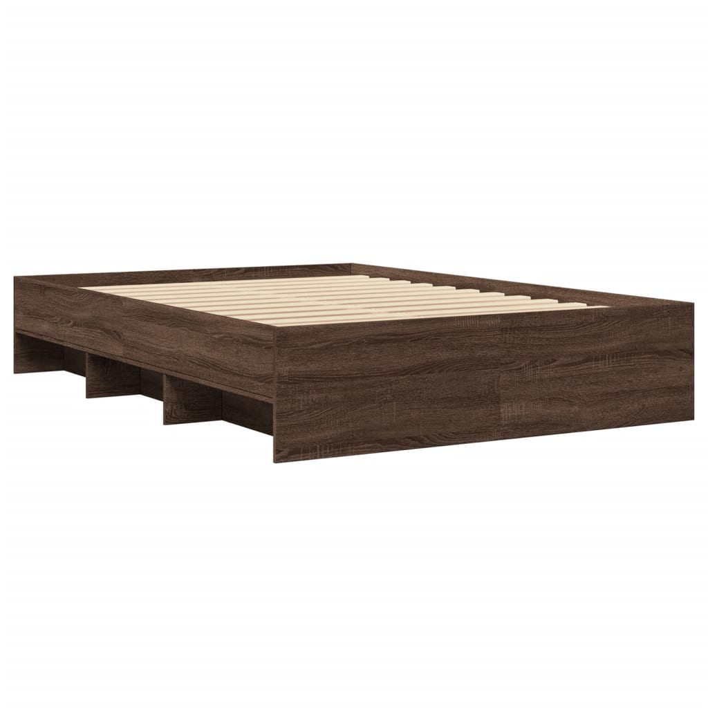 Bed Frame without Mattress Brown Oak 120x200 cm Engineered Wood