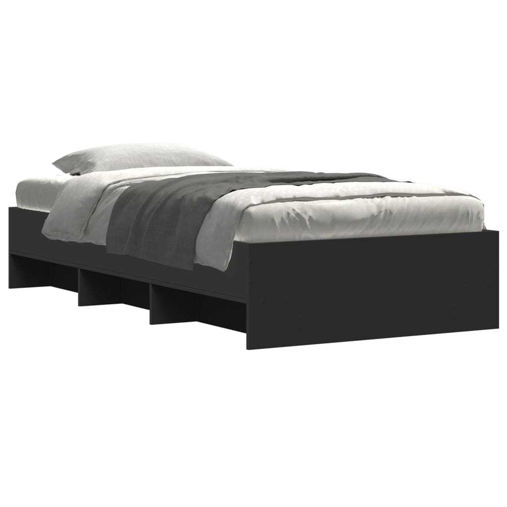 Bed Frame without Mattress Black 90x200 cm Engineered Wood