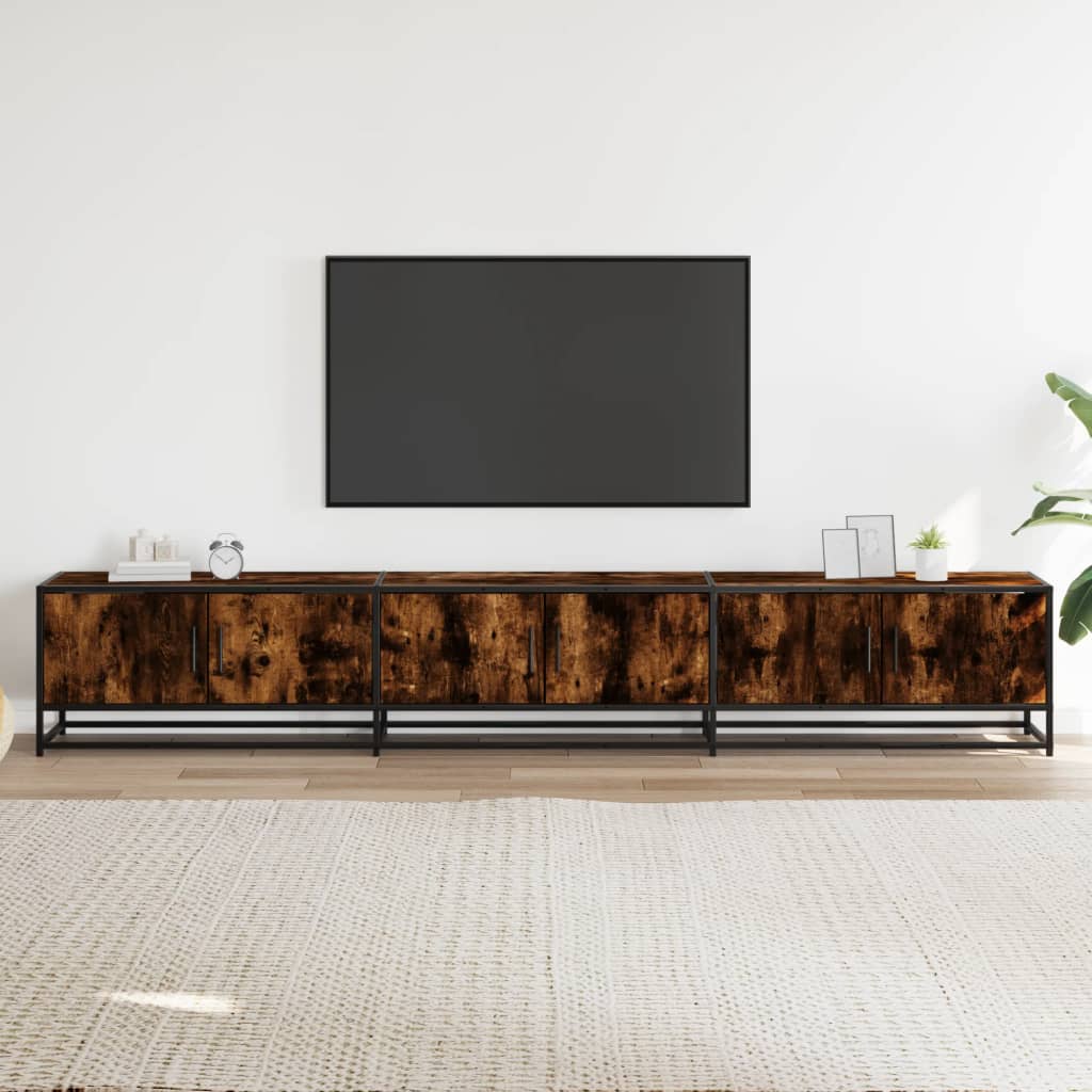 TV Cabinet Smoked Oak 240x35x41 cm Engineered Wood