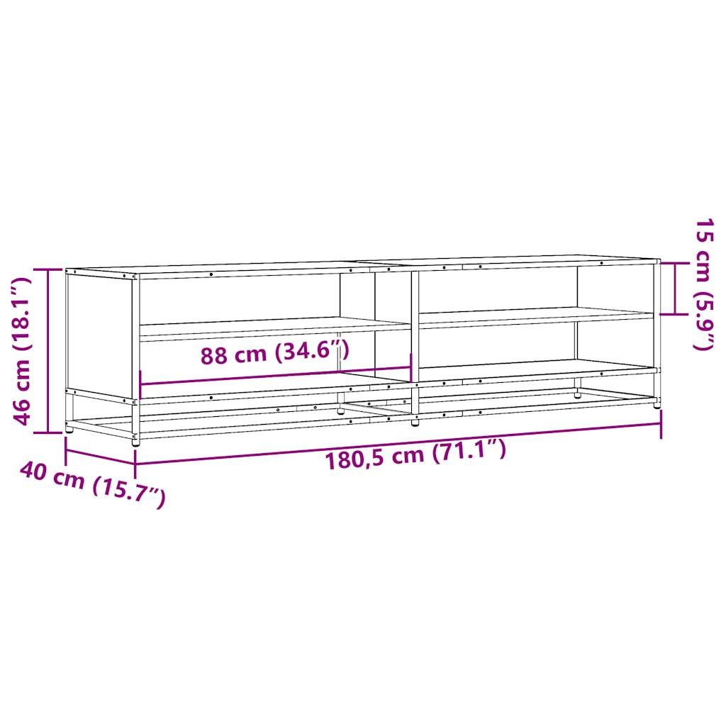 TV Cabinet Smoked Oak 180.5x40x46 cm Engineered Wood