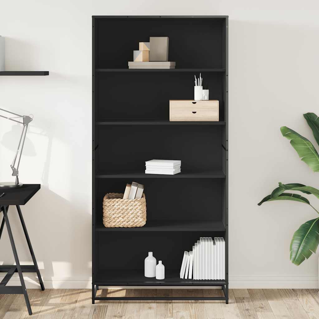 Bookcase Black 80.5x35x170.5 cm Engineered Wood
