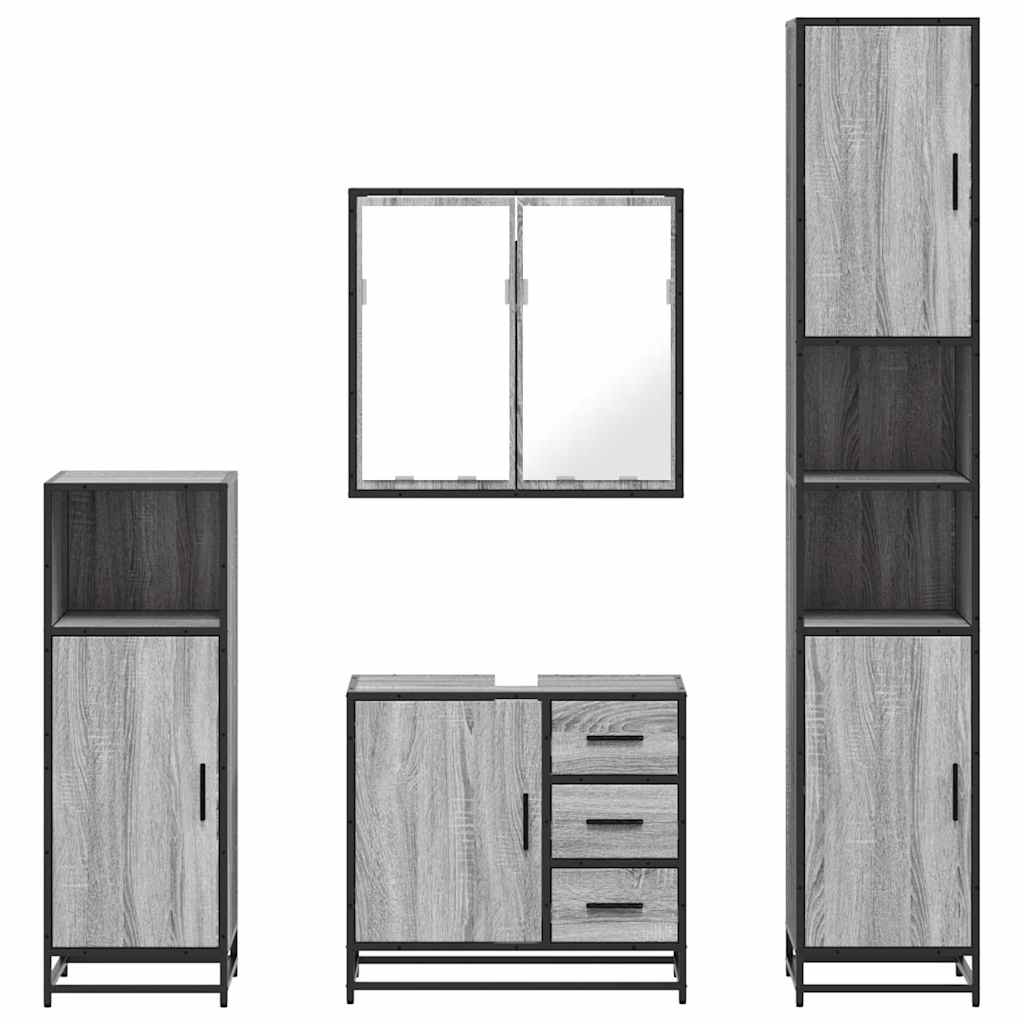 4 Piece Bathroom Furniture Set Grey Sonoma Engineered Wood