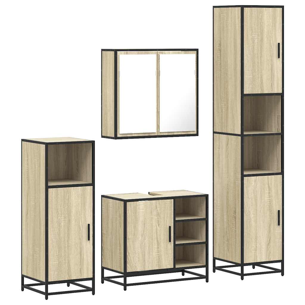 4 Piece Bathroom Furniture Set Sonoma Oak Engineered Wood