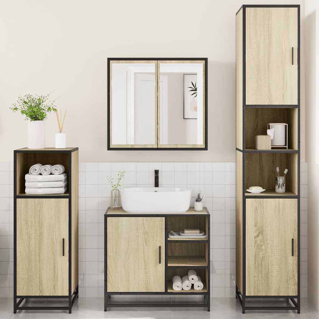 4 Piece Bathroom Furniture Set Sonoma Oak Engineered Wood