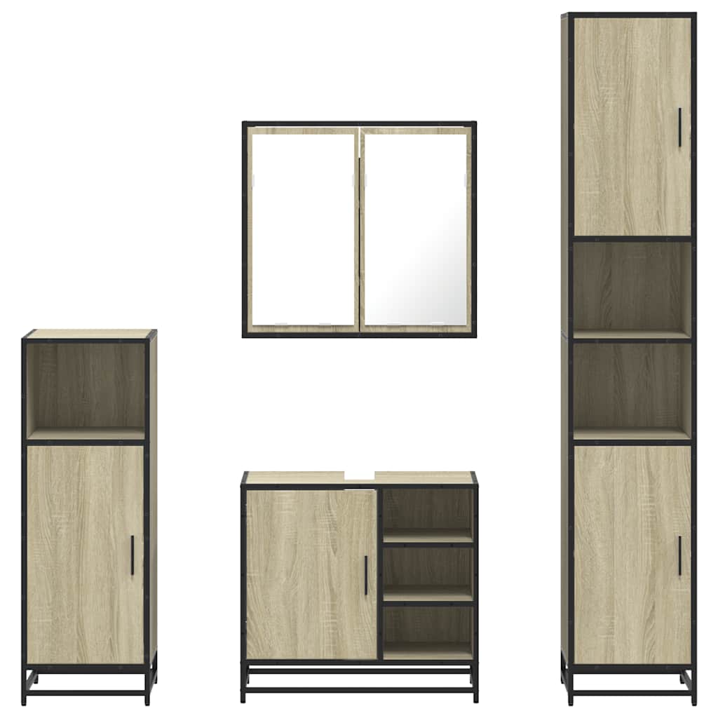 4 Piece Bathroom Furniture Set Sonoma Oak Engineered Wood