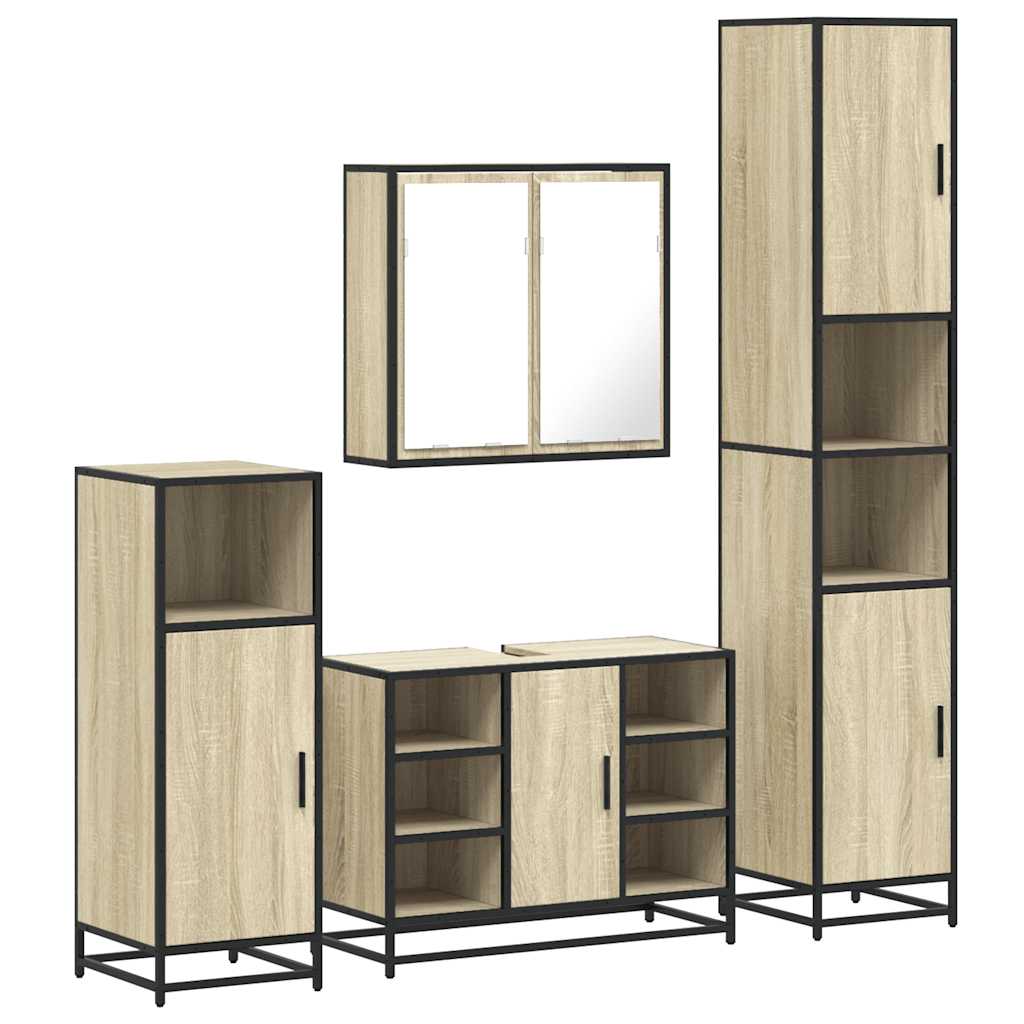 4 Piece Bathroom Furniture Set Sonoma Oak Engineered Wood