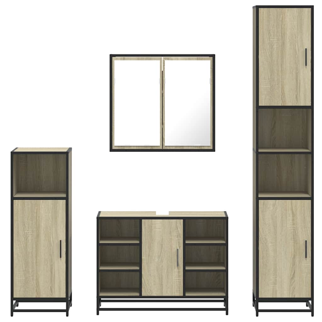 4 Piece Bathroom Furniture Set Sonoma Oak Engineered Wood