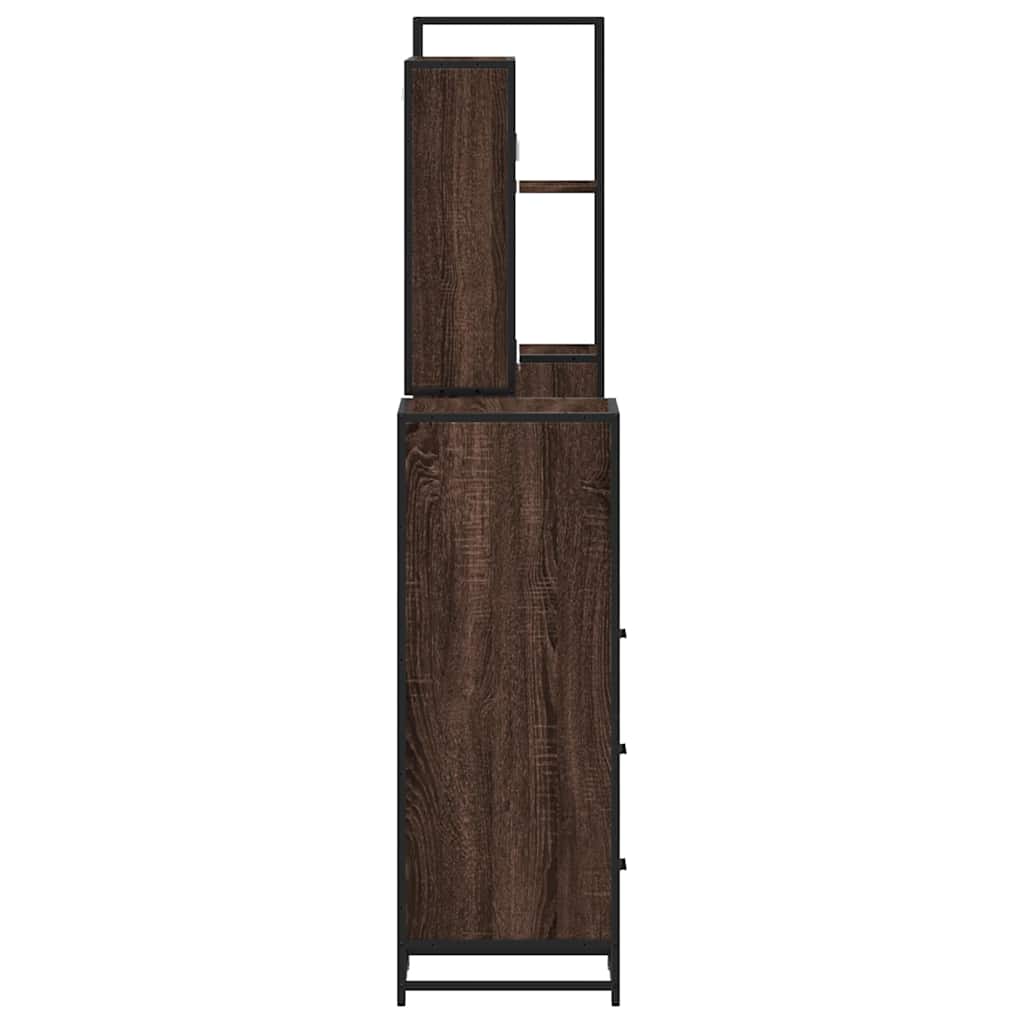 4 Piece Bathroom Furniture Set Brown Oak Engineered Wood
