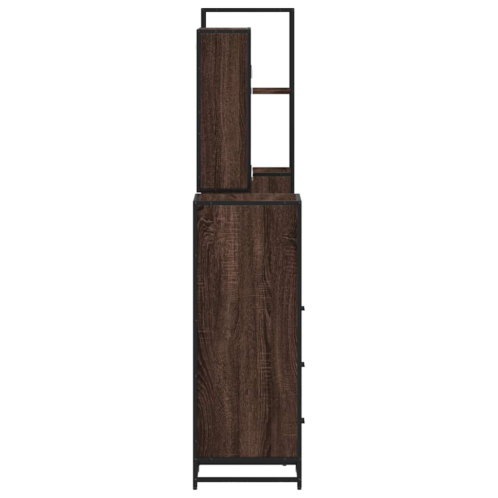 4 Piece Bathroom Furniture Set Brown Oak Engineered Wood