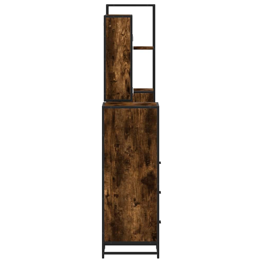 4 Piece Bathroom Furniture Set Smoked Oak Engineered Wood
