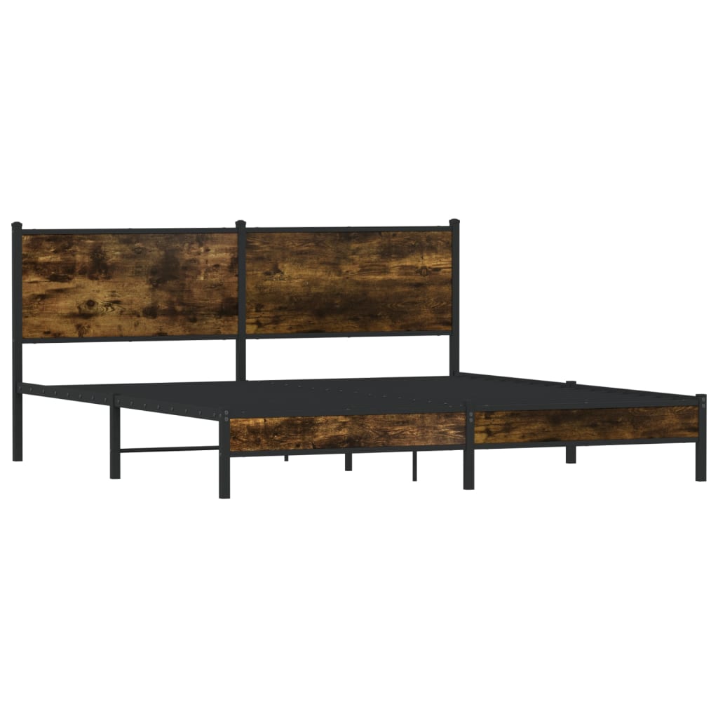 Metal Bed Frame without Mattress Smoked Oak 180x200 cm Super King