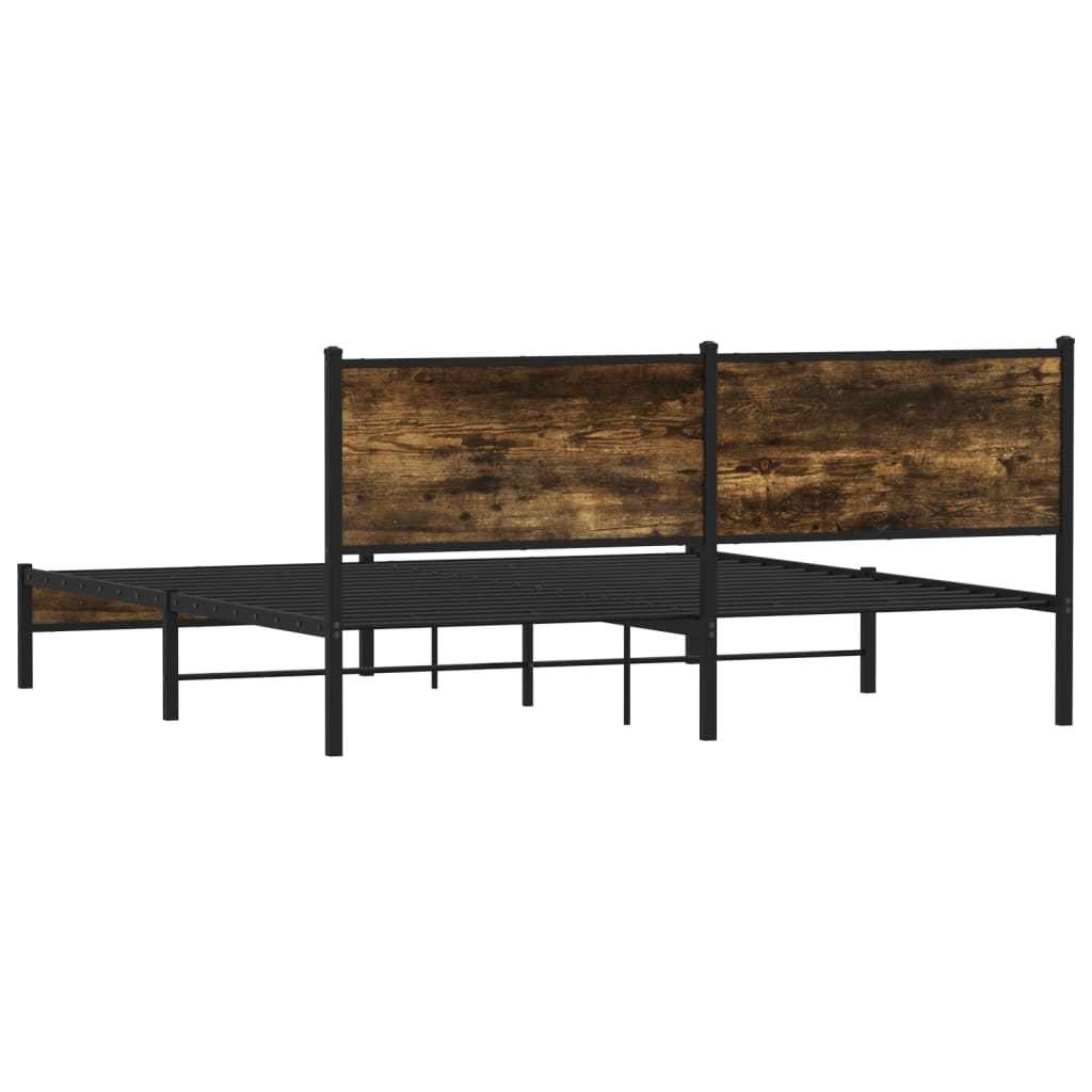 Metal Bed Frame without Mattress Smoked Oak 180x200 cm Super King